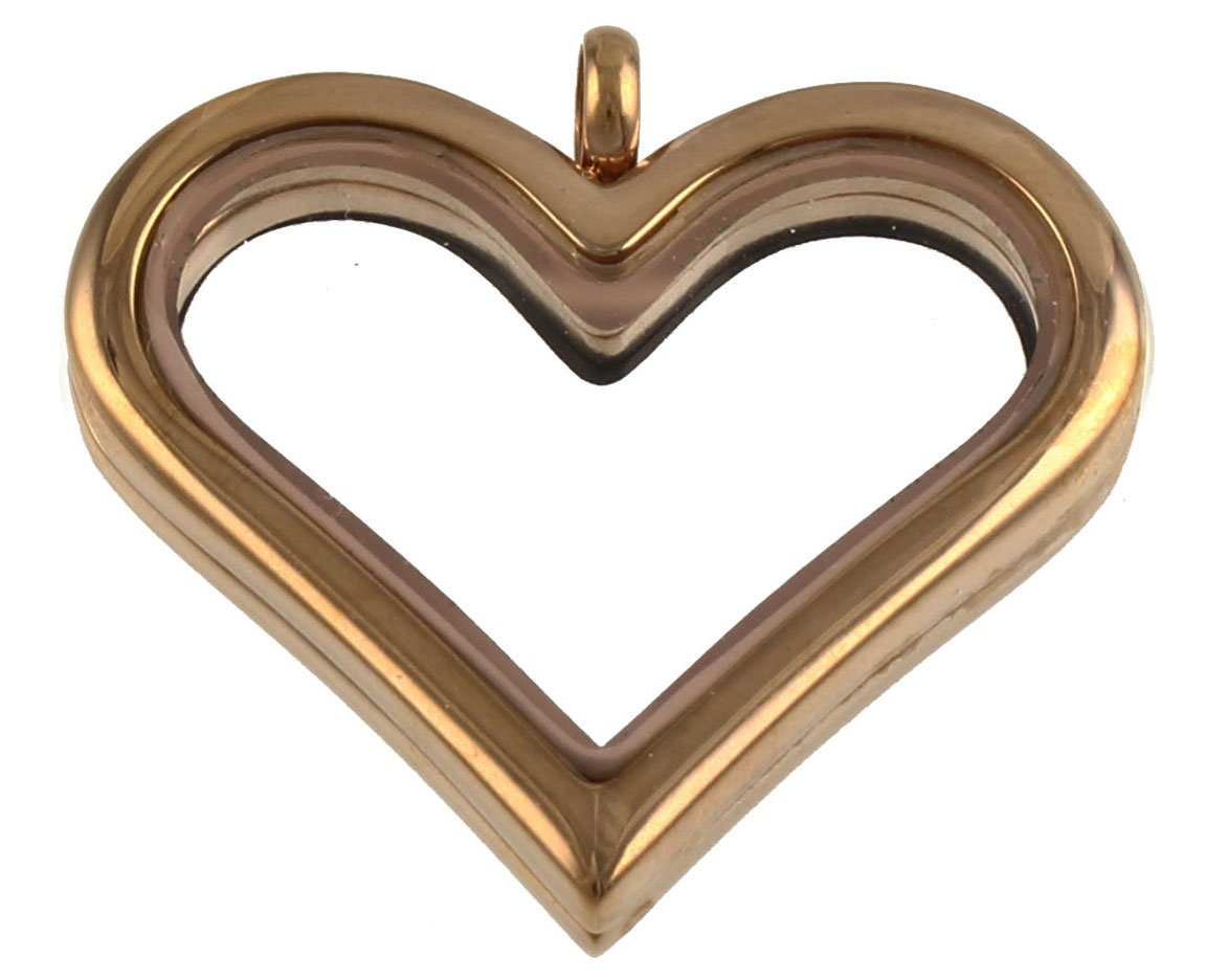 Big Peach Rose Gold Heart Floating Locket