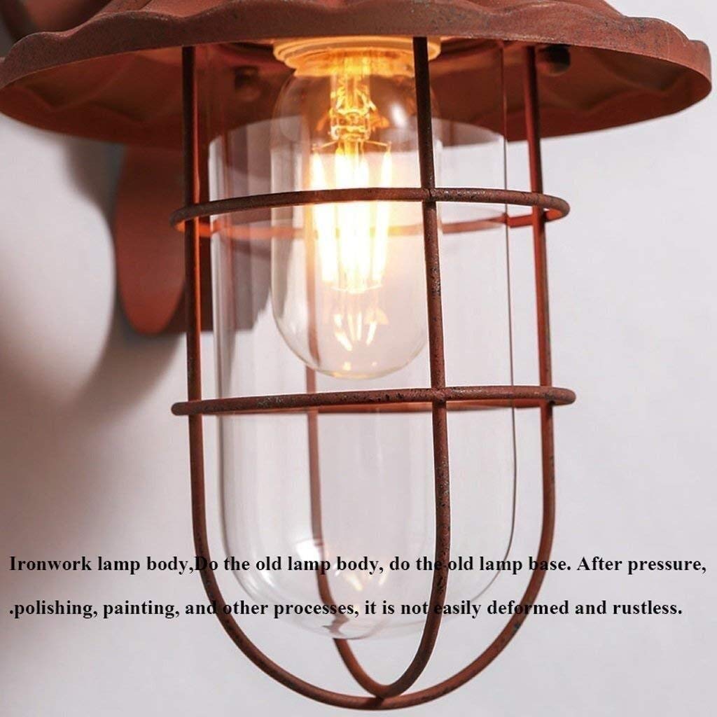 Lanterna da Parete Faretto da Parete Retro Ruggine per Esterni Lampada da Parete in Ferro battuto Rosso Vento Industriale Sala da Pranzo Lampada da Parete per caffetteria Personali
