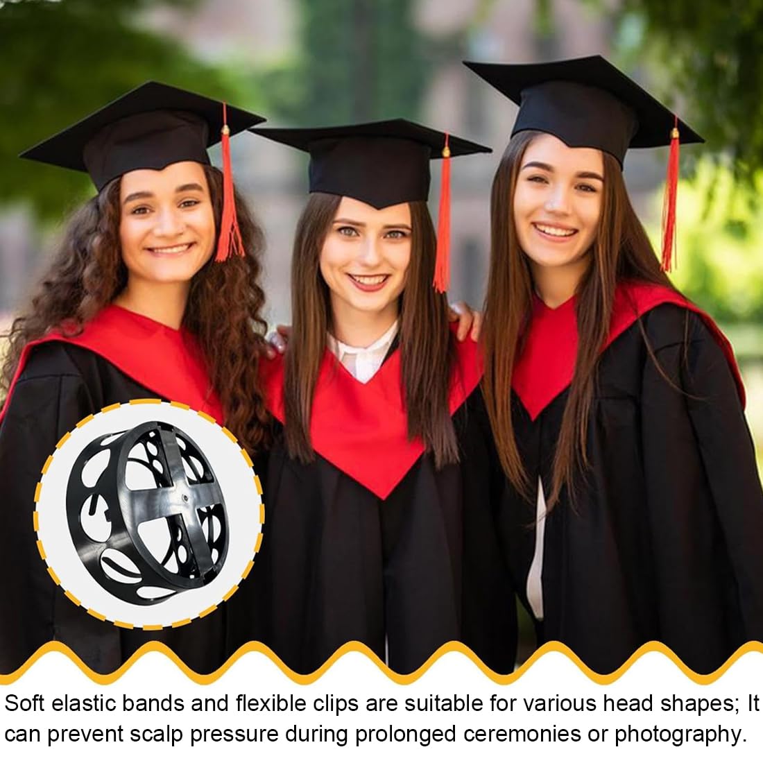 Diadema para Birrete de Graduación, Mantén tu Cabello Natural Durante el Día, Asegura tu Birrete, Ideal para Graduacion Niños 5 Años, Plástico, Cómoda, Soporte para Regalados de Graduados