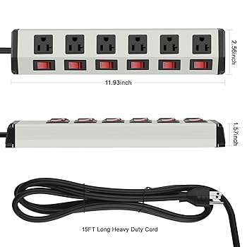 Amazon.com: CCCEI Metal Power Strip Individual Switches 6