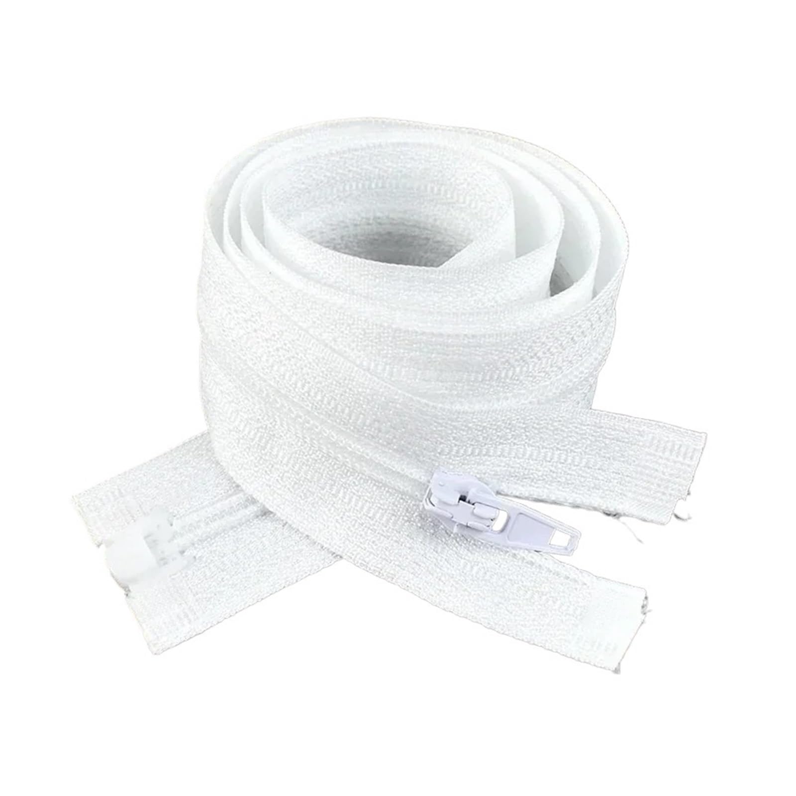 Lot de 5 fermetures éclair en nylon noir et blanc - 40-300 cm - Fermeture éclair à extrémité ouverte - Pour veste, manteau, chaussures - Accessoires de couture - Bricolage - Blanc - 100 cm