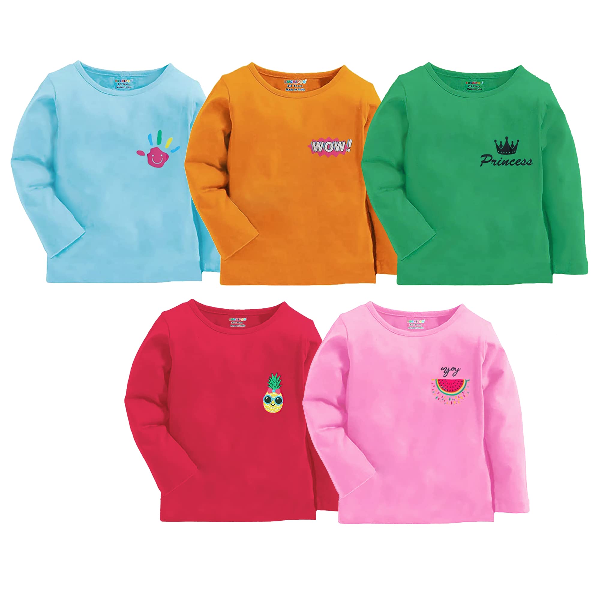 KuchipooGirls Cotton T-Shirt - Combo of 5 (KUC-TSHRT-139)