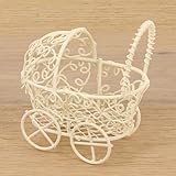 FADEDA Garten Deko - Kinderwagen, wei&szlig; aus Metall, handbemalt - Deko Kinderwagen, wei&szlig; Dekofiguren Garten Deko Gartenfiguren f&uuml;r au&szlig;en, H&ouml;he: 8 cm