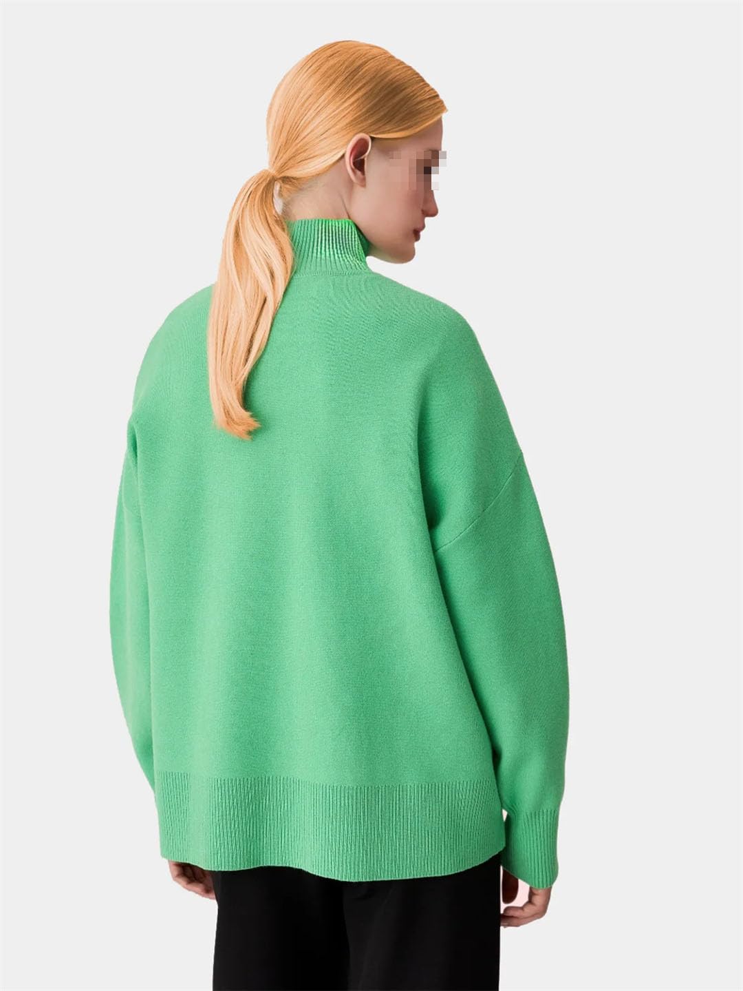 Maglione da donna a collo alto, a maniche lunghe, lavorato a maglia