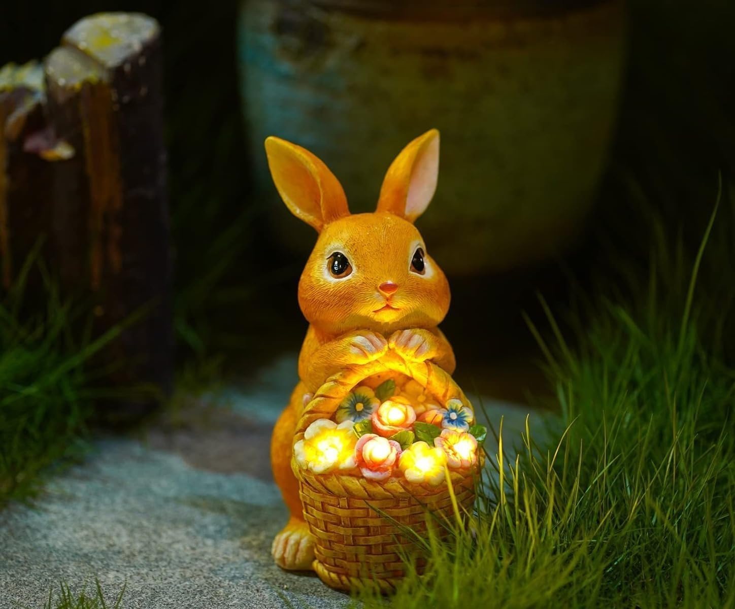 【Wafity】ガーデニング雑貨 ソーラーライト付き 屋外防水 うさぎガーデンオブジェ 動物 庭 飾り インテリア かわいい 誕生日