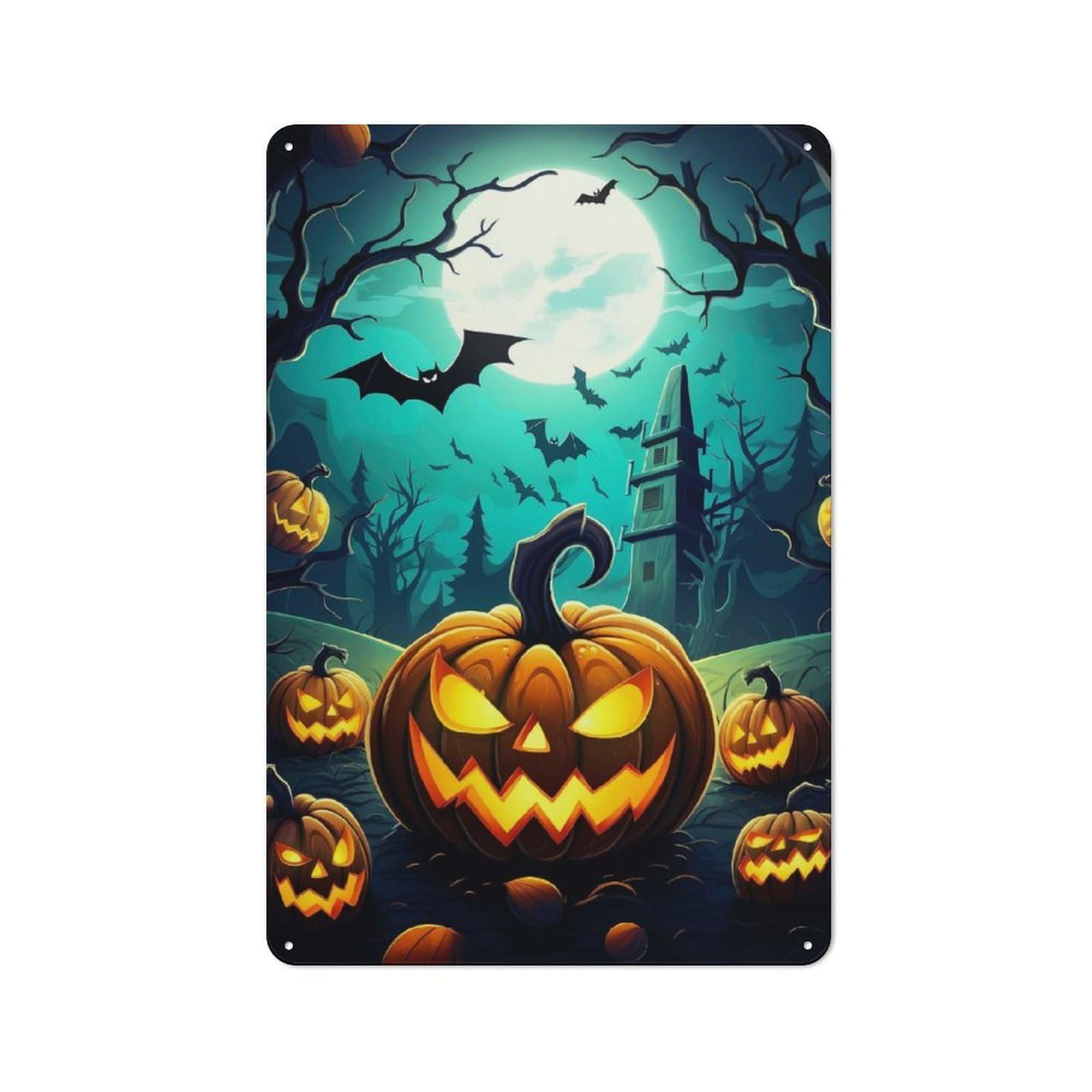 Junmoney Nightmare Spooky Pumpkins Metal Gift Sign 30X20cm, Retro Home Wall Decor For Home, Shop, Pub Or Studio Wall