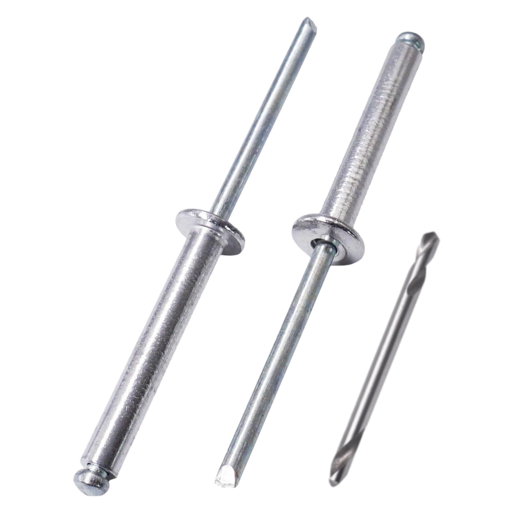 SKIR'CO 350pcs 4x30mm Aluminum Blind Rivets Steel Mandrel Pop Rivets Dome Head Rivets DIN 7337 Rivets Drill Bit Included