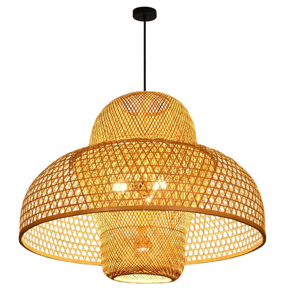Abat-jour intérieur en rotin naturel pour suspension de cuisine et salon
