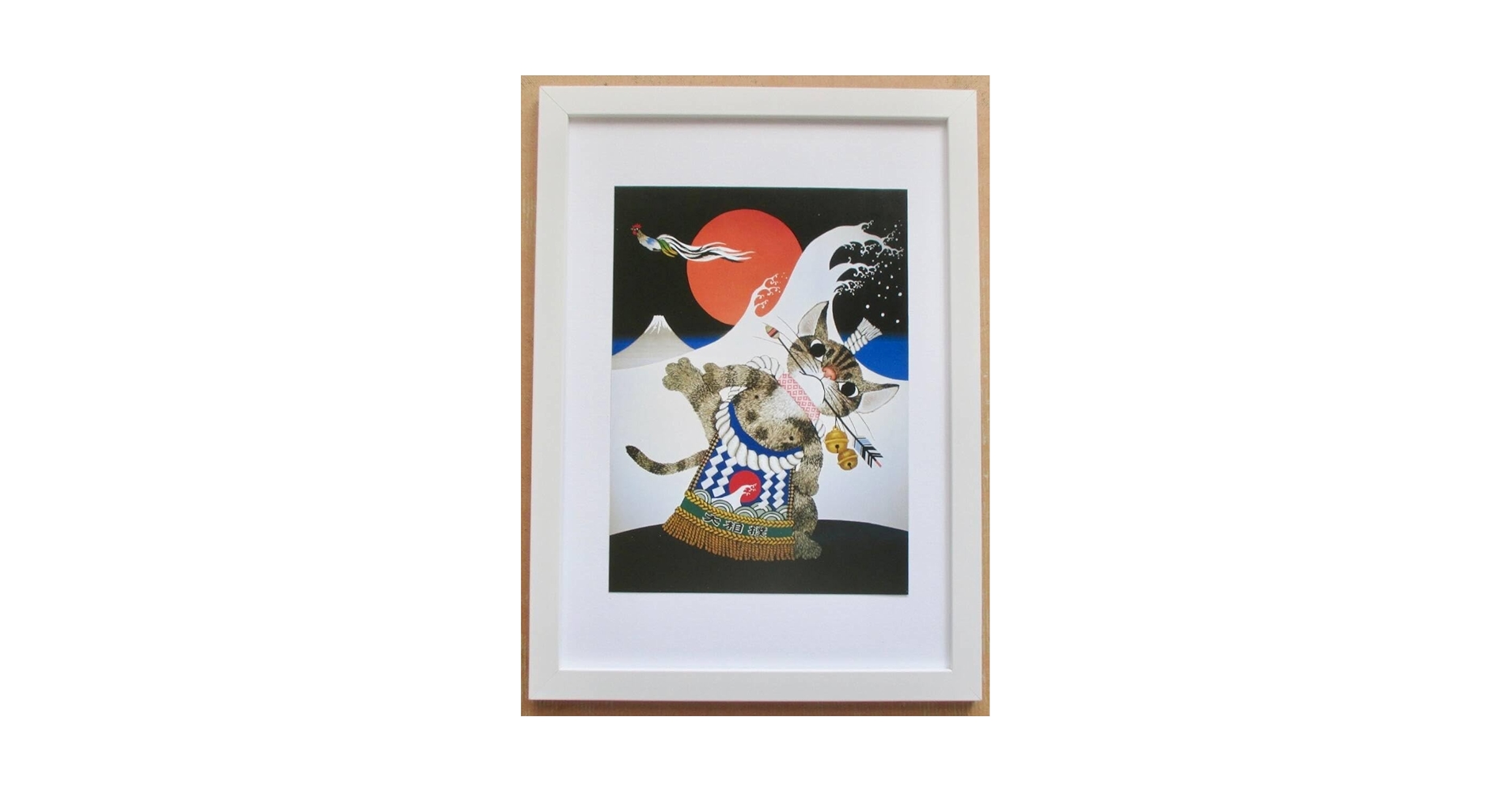 Amazon.co.jp: 藤城清治 「猫の相撲とり」 印刷物 画集画 A4額