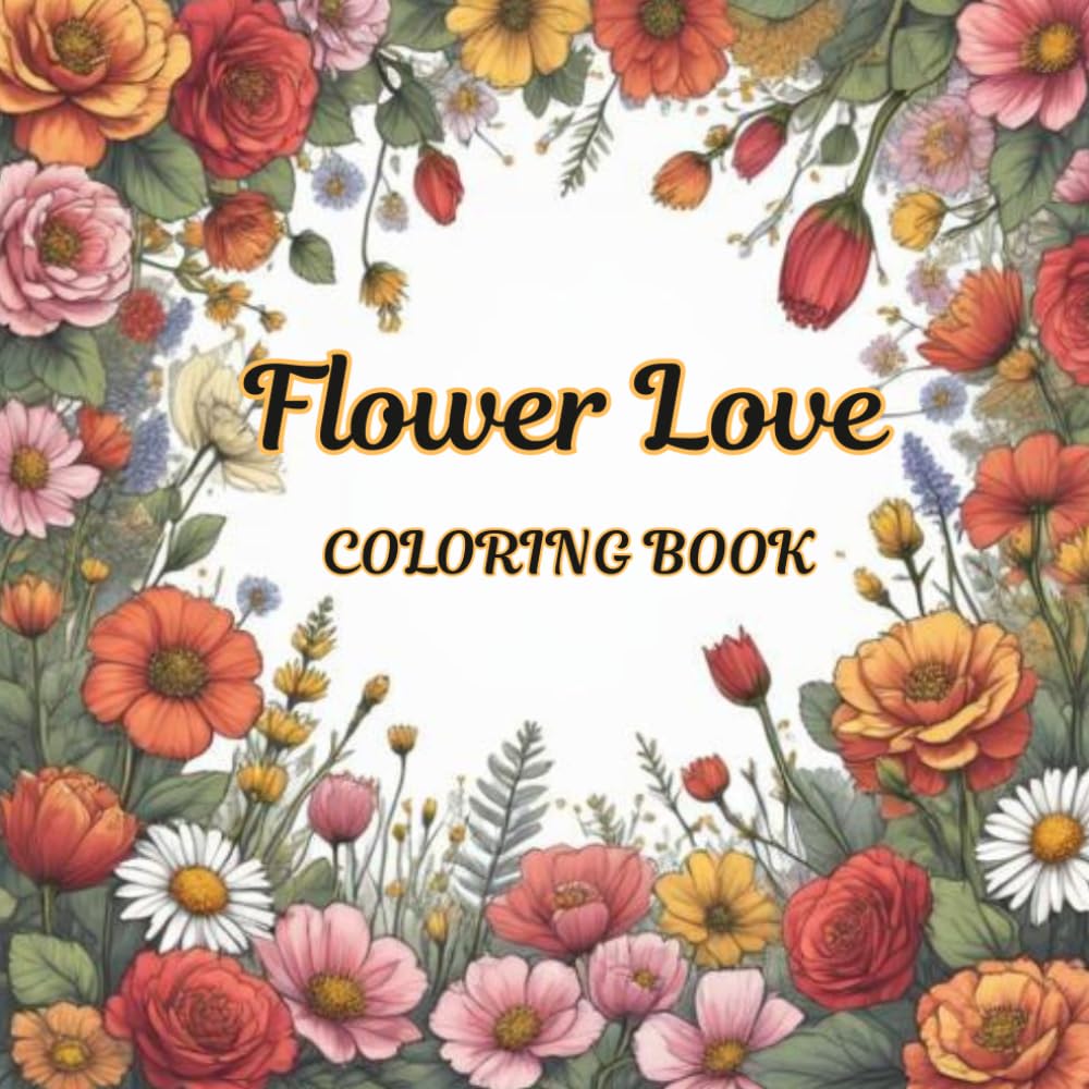 Flower Love Coloring Book: Stunning Floral Designs for Stress Relief