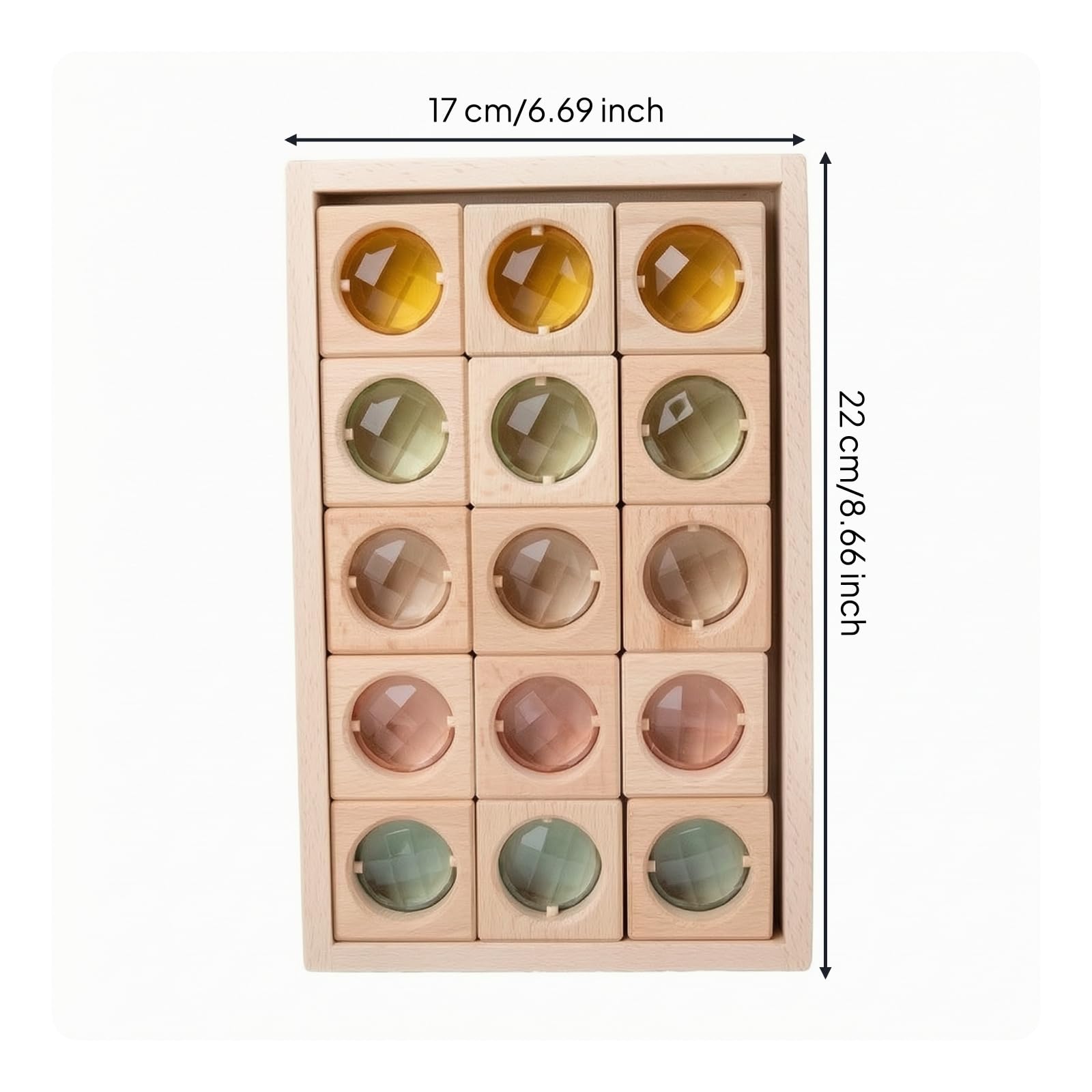 Set di Blocchi di Gemme in Legno Acrilico Colorati Costruzioni in Legno con Gemme Tattile Gioco Impilamento per Neonati, Asilo Nido, 15PCS Macaron Gem