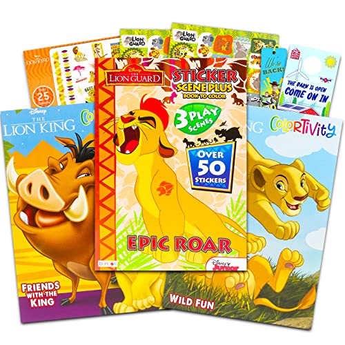 Disney Lion King Coloring Book Set for Kids - 3 Lion King and Lion Guard Activity Books with Stickers, Games, Puzzles, Tattoos and More | Lion King Activity Set for Boys and Girls