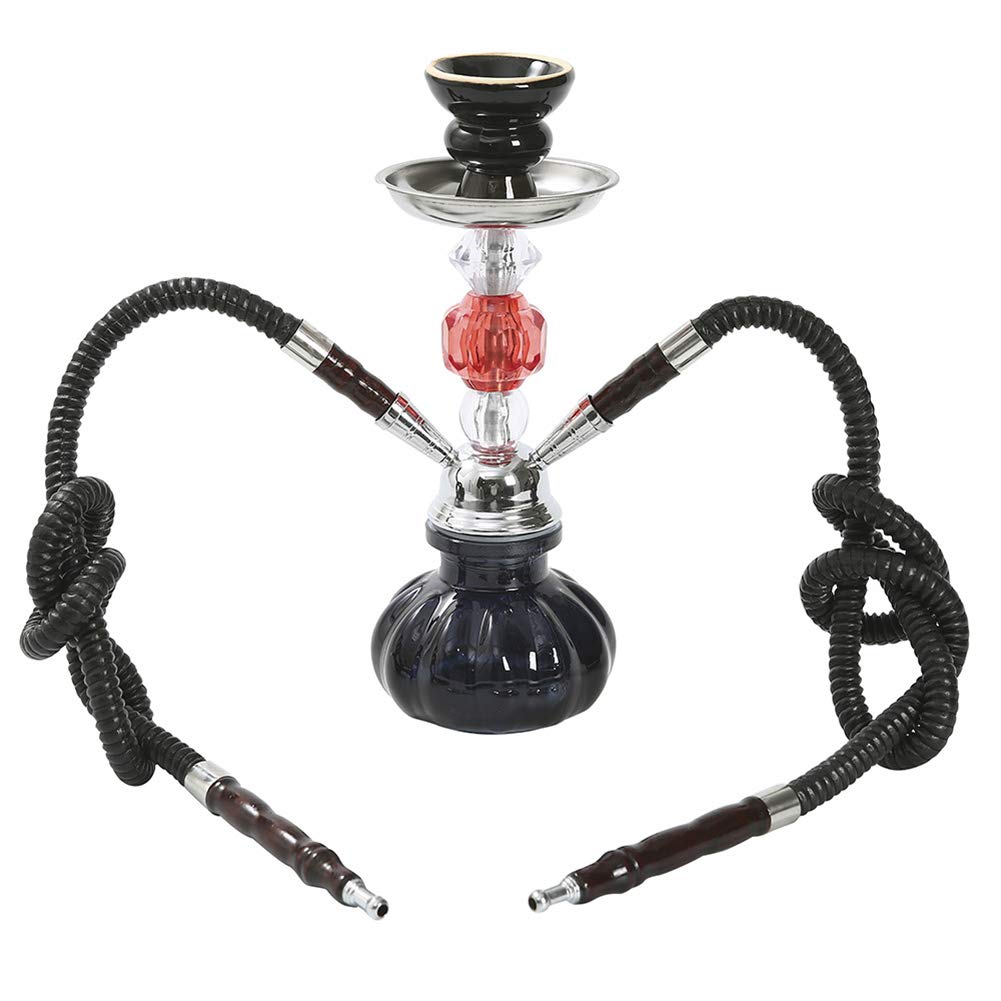Großes Doppelrohr Shisha Set, große arabische Doppel Shisha Glas Shisha Set, geeignet für Familien, ausländische Hotels, Bars, Clubs, Hotels,Schwarz