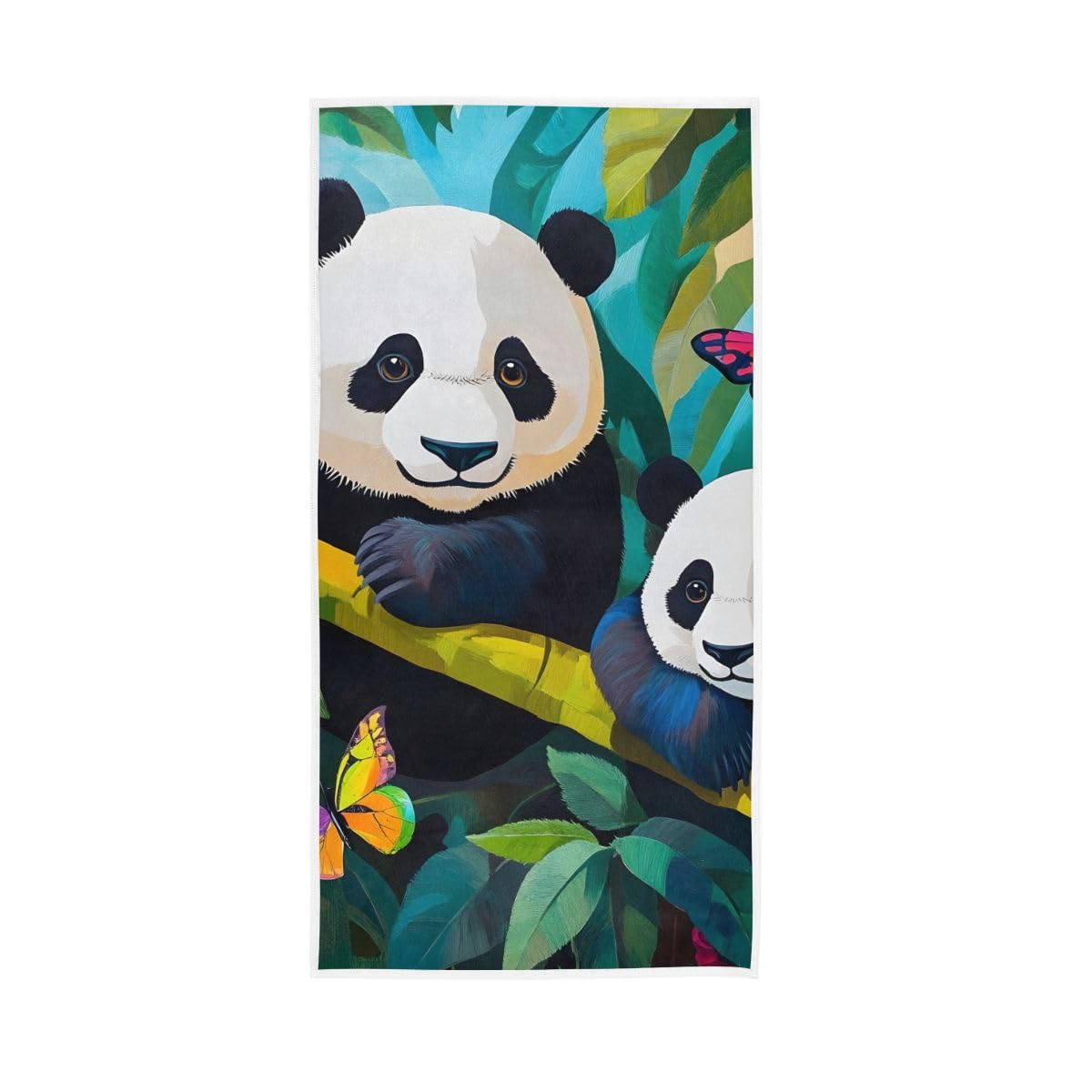 HUYGD Panda Bears Butterfly Hand Towel Soft Washcloths Shower Towels 15 x 30 Inch