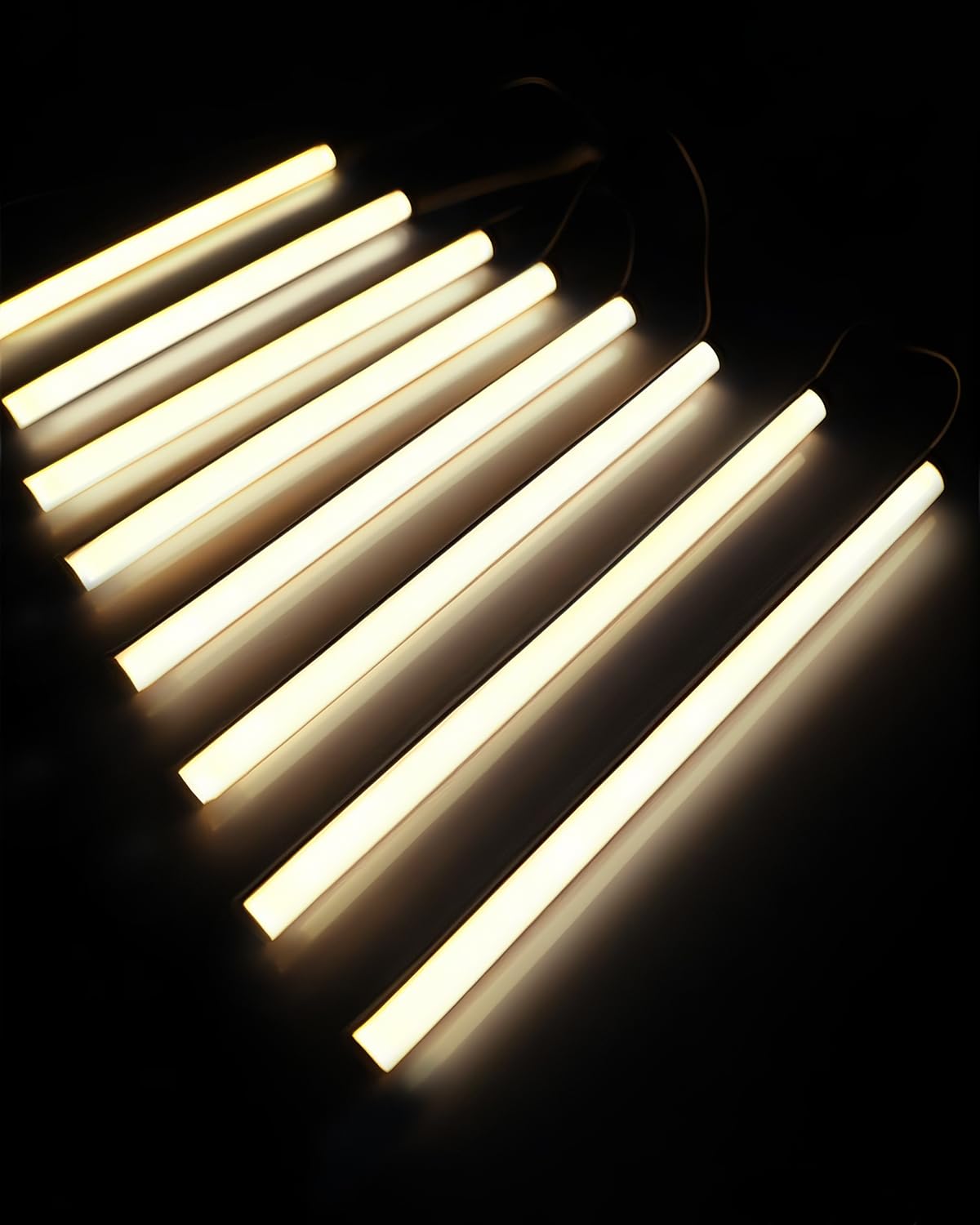 Oświetlenie podszafkowe LED z łącznikiem - 8szt 30cm V-kształtne listwy, 16W 1600Lumen Ciepła Biała 3000K do kuchni, gablot, półek