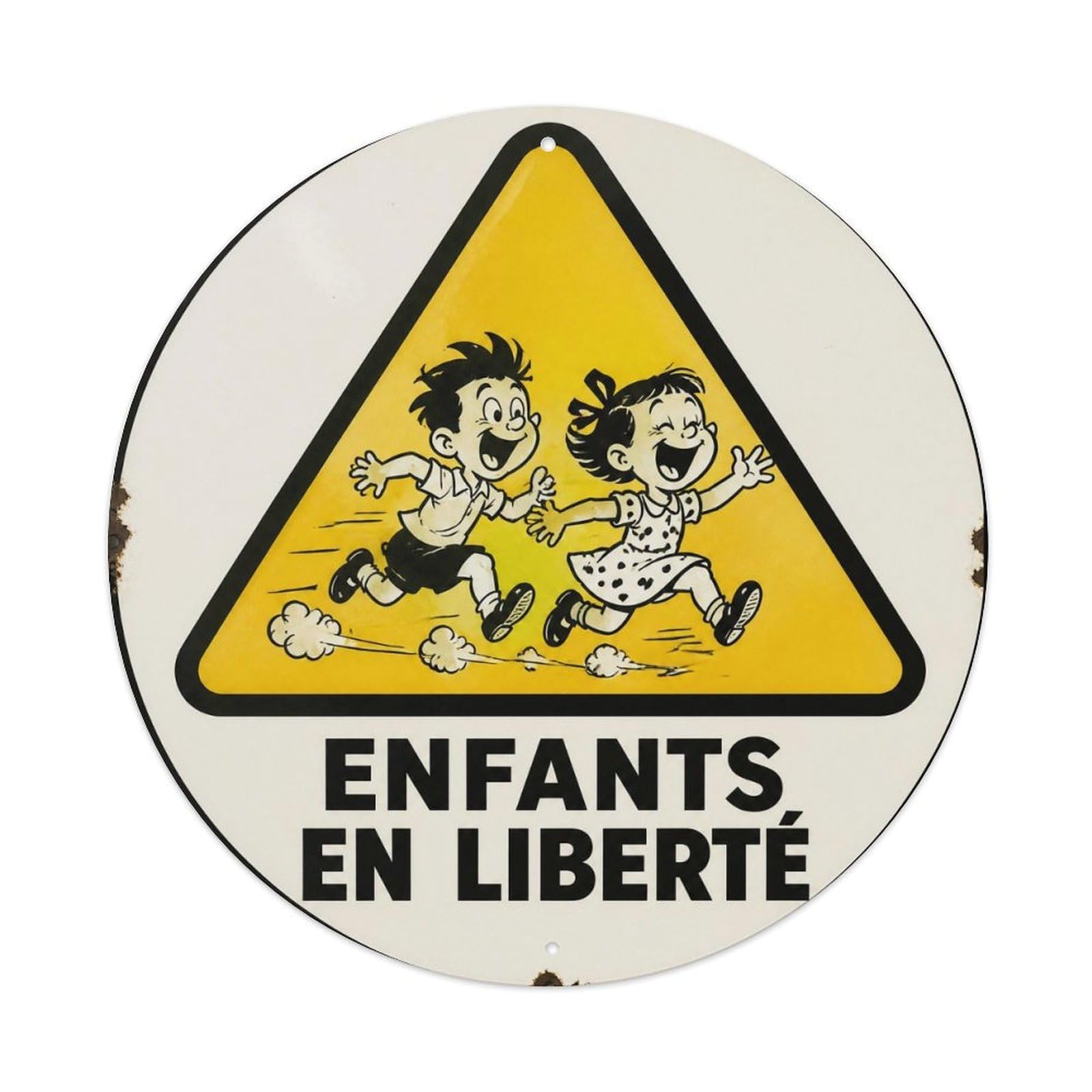 Olyhtr 8X8inch Classic Style Style Illustration Witty Notice Freedom Humor French Metal Tin Sign