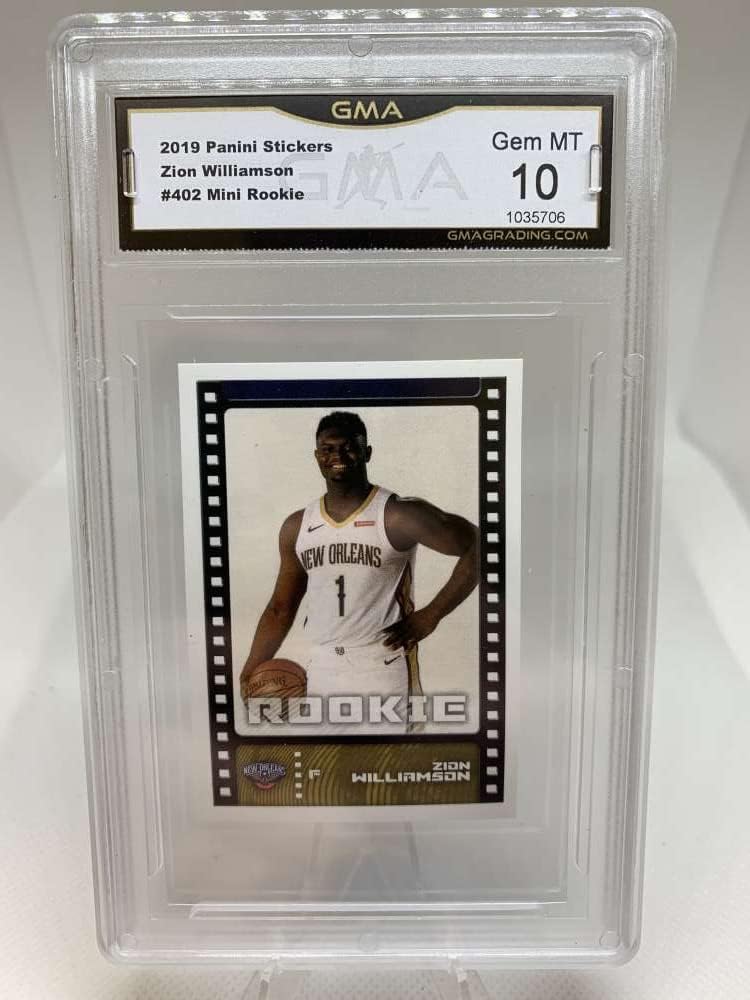 GMA Gem Mint 10 Certificate #1035706 2019-20 Panini Stickers #402 Zion Williamson Rookie New Orleans Pelicans Professionally Graded Basketball Card