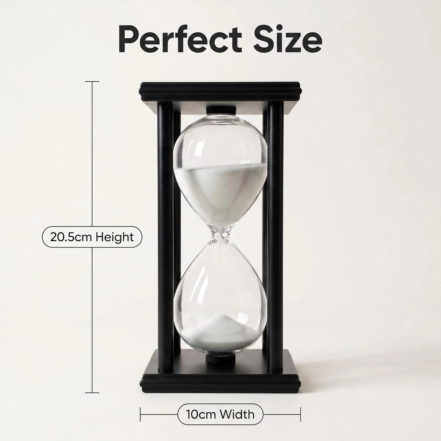 Hour Glasses with Sand 60 Minutes, Hourglass Sand Timer Decoration for Kids, 1 Hour Sand Clock Watch for Room Birthday Tea Coffee Table Book Shelf School Game Ornament Wooden (White Sand)