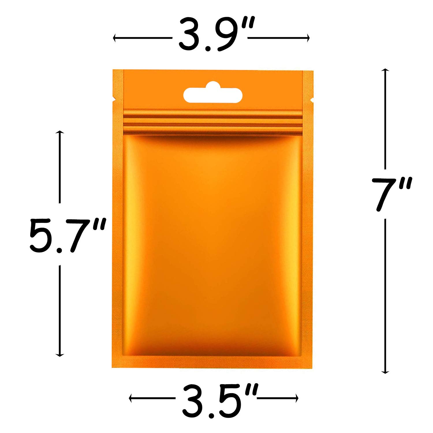 100 bolsas de almacenamiento con cierre hermético resellables a prueba de olores, color naranja, bolsa de aluminio para almacenamiento de alimentos (3.9 x 7 pulgadas/3.9 x 7.1 in) 2