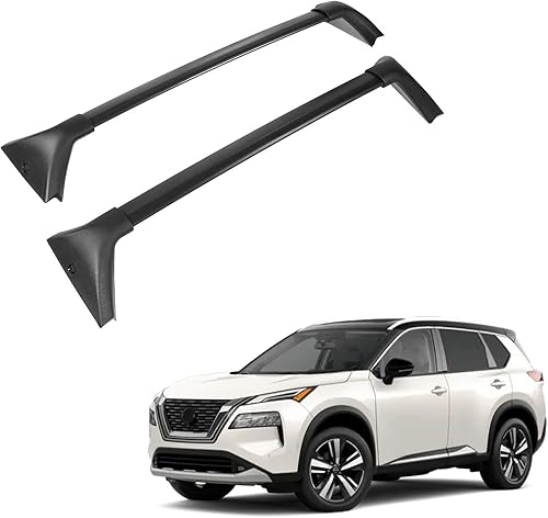 ALAVENTE Barra transversal para techo compatible con Nissan Rogue 2021 2022 2023 SV SL Platinum con rieles laterales, 110 libras, ajustable, barra