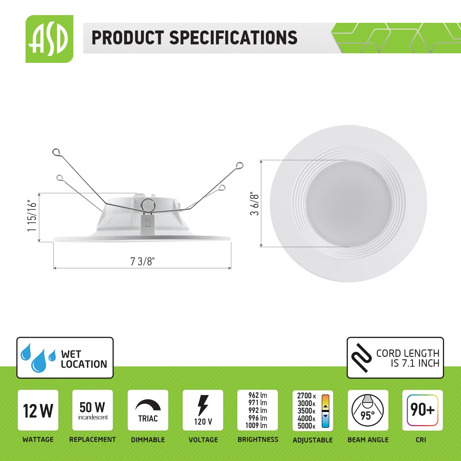 Recessed Base Color Retrofit Led Recessed Lighting ASD 6 Inch LED Recessed Lights ...
