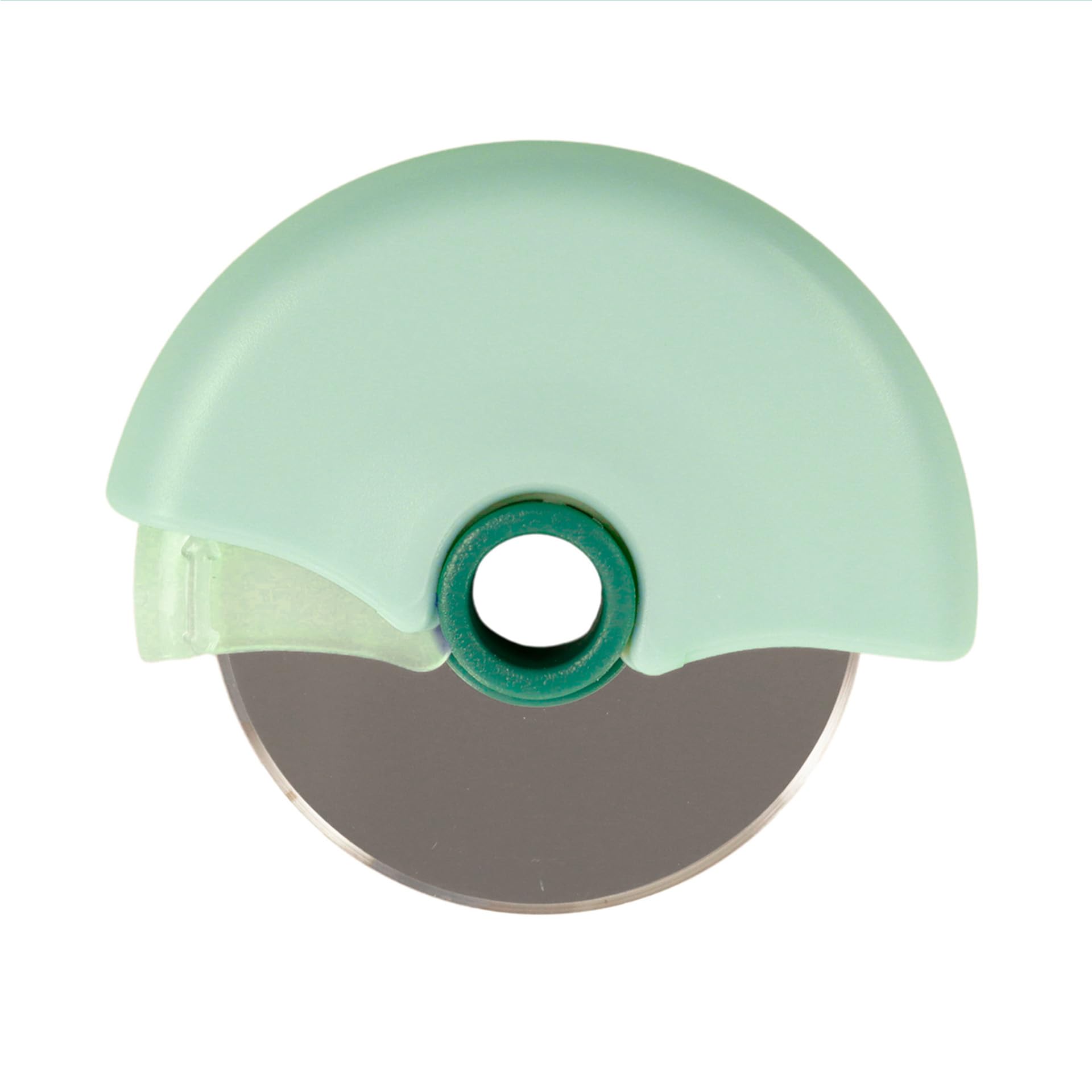 Fackelmann Ocean Round Pizza Cutter, Retractable Anti-Cut Case and Hand Protector, Safe and Easy to Use, Diameter 6.5 cm, Dishwasher Safe, Water Green, 1 pc.