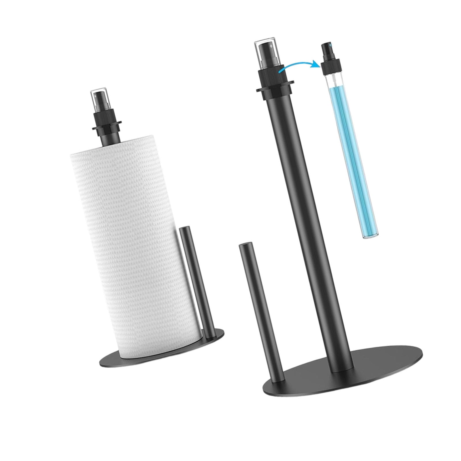 Space Saving 2 in 1 Stand with Refillable Liquid Bottle Ideal for Compact Bathrooms Modern Tissue Holder with Integrated Sprinkle Bottle