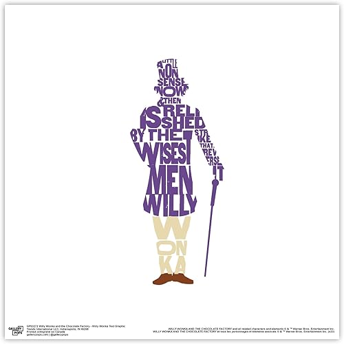 Trends International Gallery Pops Willy Wonka and the Chocolate Factory - Póster gráfico de pared con texto de Willy Wonka, 12.00 x 12.00 pulgadas,