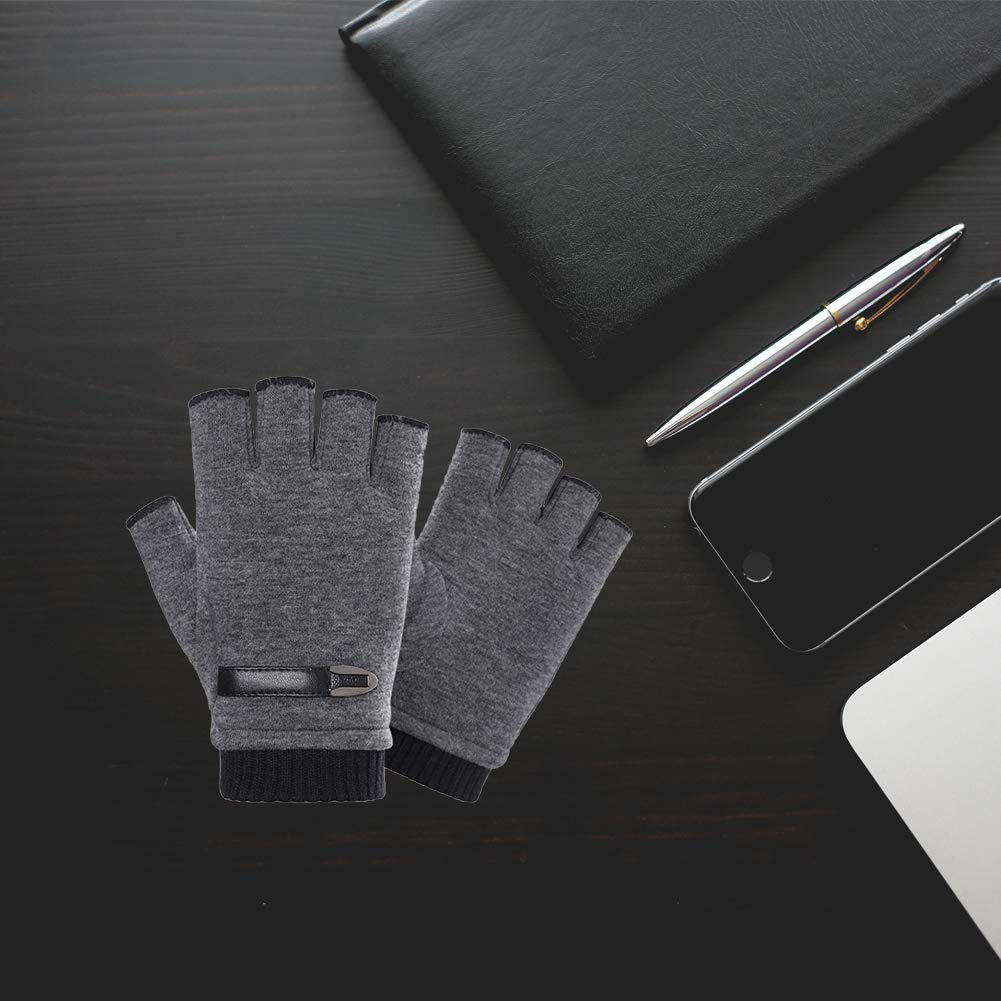 MILEVO Guantes, Guantes Térmicos, Guantes sin Dedos Invierno Cálido Medio Dedo Manopla Guantes de Trabajo Unisex for Hombre Térmico Ciclismo Moto Correr Al Aire Libre Negro