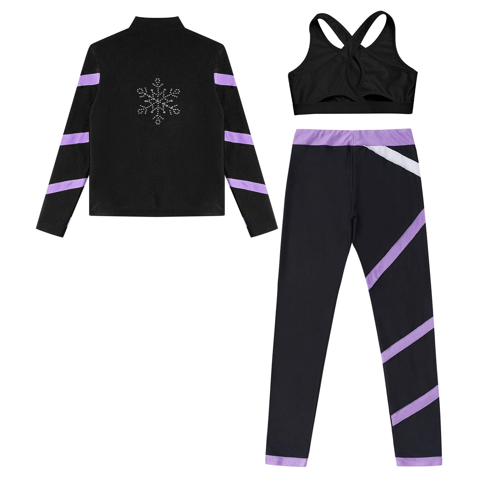 Kind Turnanzug Tanzmädchen Set Eiskunstlauf Outfit Leggings Und Tanktop Jacke Sport Fitness teilig