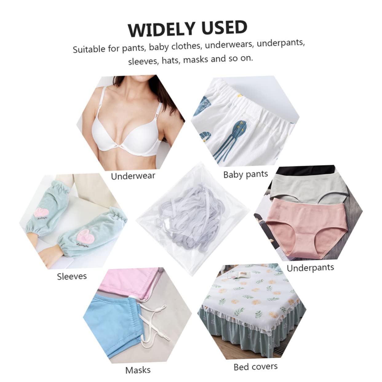jojofuny 2 Banda Elastica Biancheria Intima Cordoncino Elastico per Cucire Biancheria Intima Abbigliamento Elastico Bande Accessori Elastico Fai da Te Ampia Fascia Elastica Bianca