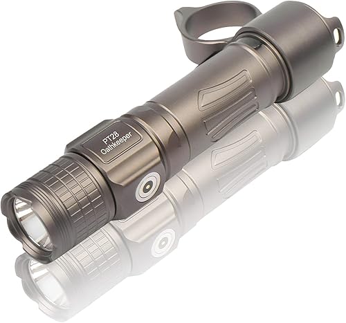 Brinyte PT28 - Linterna táctica LED profesional de 1600 lúmenes, recargable IP68 impermeable pequeño bolsillo con batería, funda, anillo de agarre,