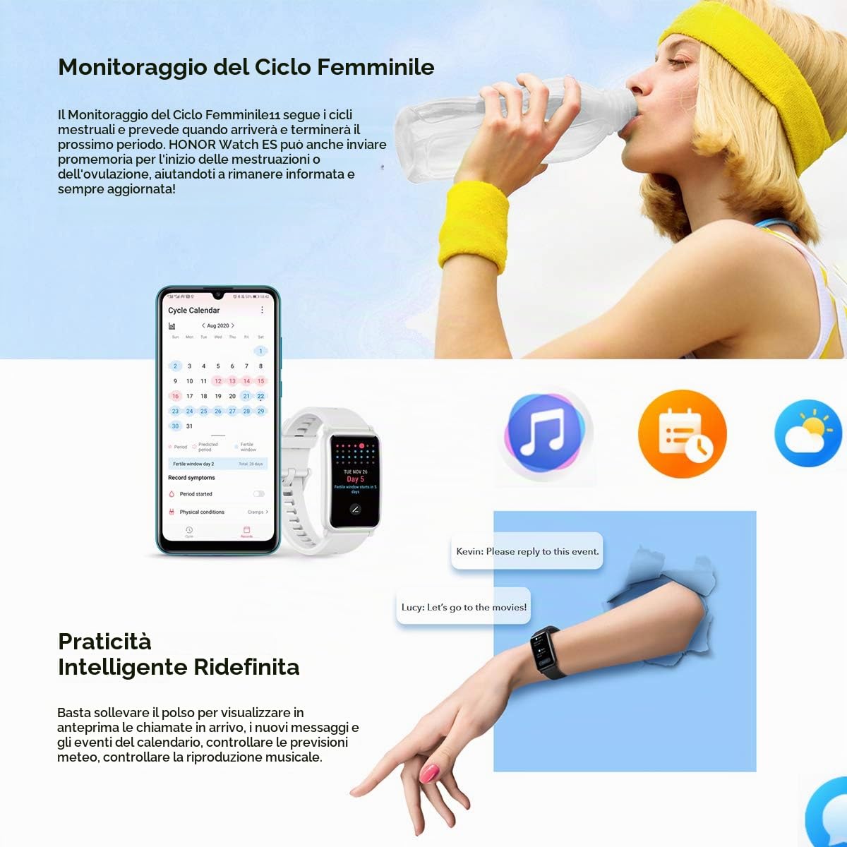 HONOR Watch ES Smartwatch Orologio Sport Fitness Tracker Cardiofrequenzimetro da Polso Pressione Smartband Unisex Compatibile con Android iOS