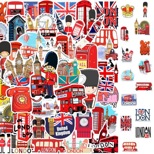 Autocollants De Bus De Londres 2 X 50 Pièces, Bus Rouge London Autocollants, Voyage Londres En Vinyle, pour Auto, Ordinateur, Portable, Skateboard, Vélo...