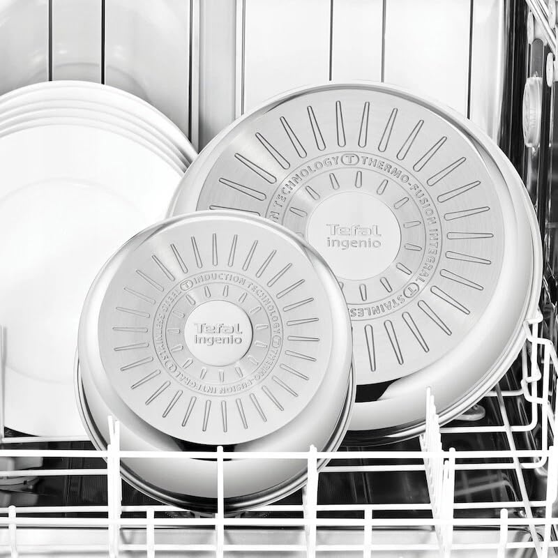 Tefal Ingenio Lot de 2 poêles en acier inoxydable avec poignée amovible anti-adhésive 24/28 cm
