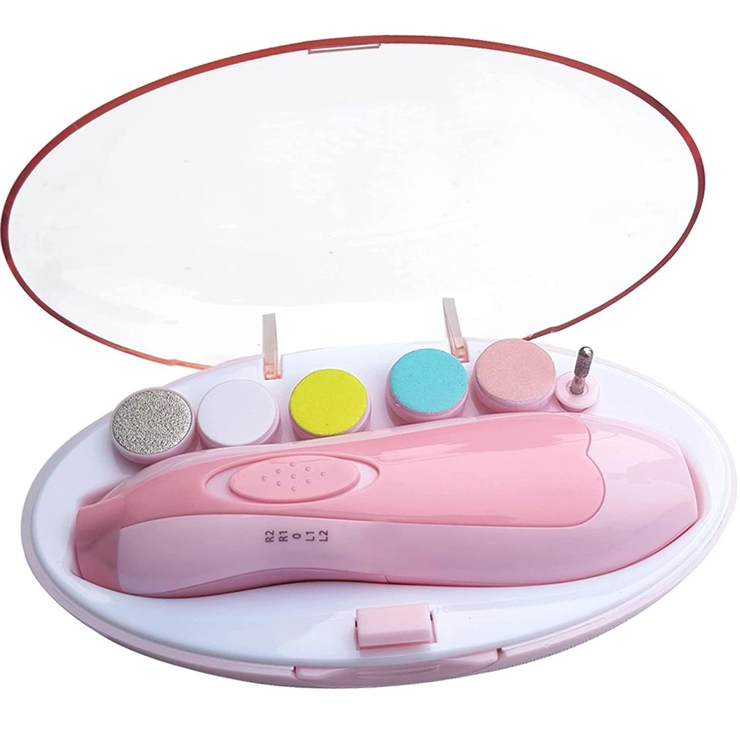 Baby Electric Nail Trimmer Kit with 6 Grinding Heads, Pink | Safe for Newborns, 6 Interchangeable Heads, 5-Speed Settings, Portable Storage Case, Manicure & Pedicure-image-36