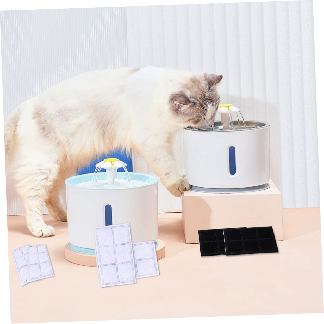 FRCOLOR 2 Juegos de Filtros de Repuesto para Fuente de Agua para Mascotas de 6 Rejillas. Juego de Filtros de Esponja para Perros Y Gatos. Filtración Rápida Y Duradera. 4 Piezas