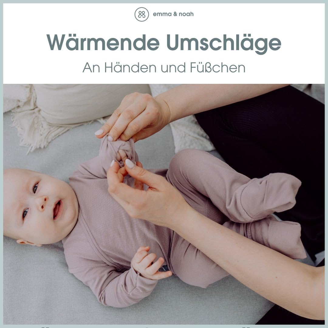 emma & noah Easy-On Babystrampler aus Bio-Baumwolle, ohne Verschlüsse, weich & atmungsaktiv, 0–12 Monate, ideal zum Schlafen & Spielen