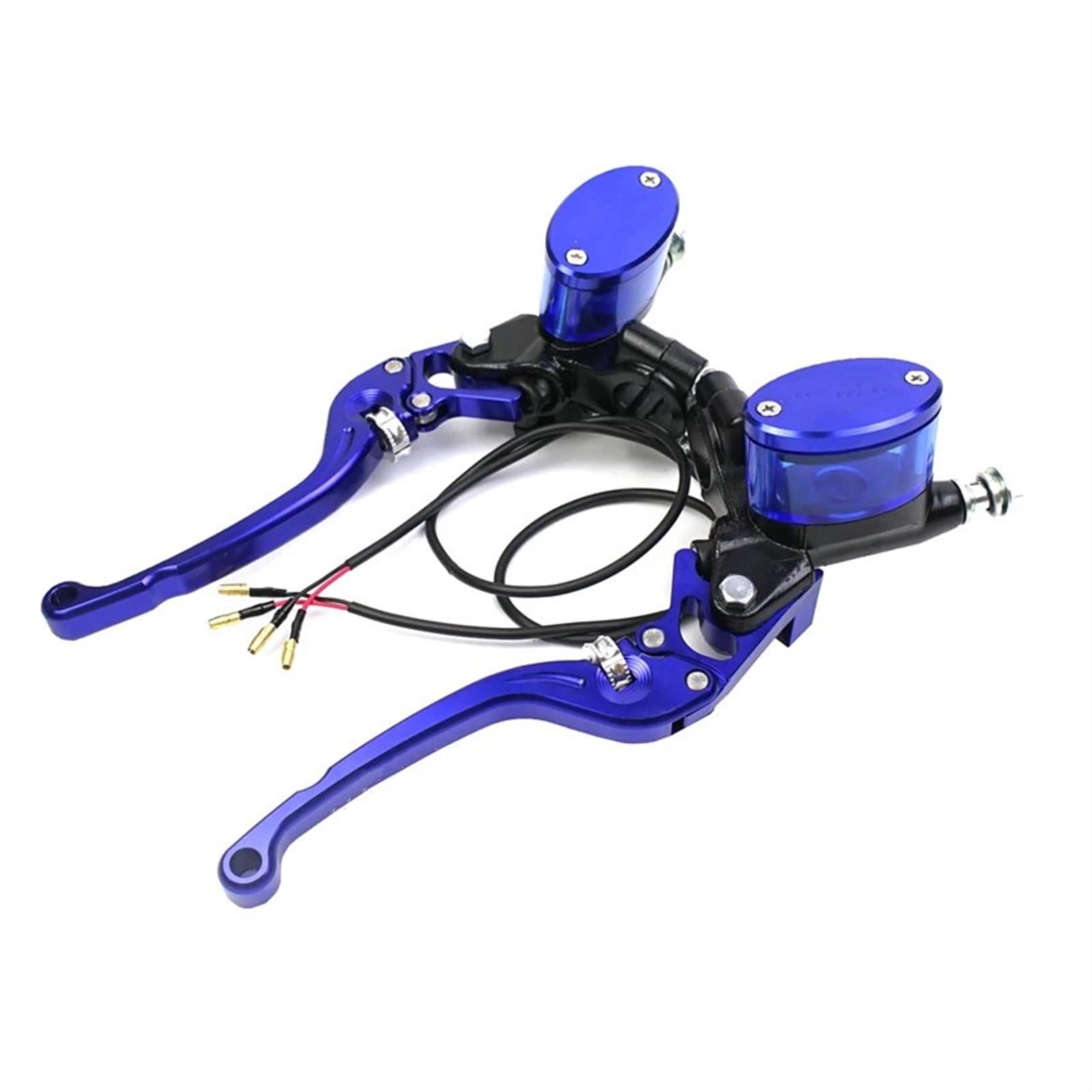 Leva Frizione Freno Kit set pompa freno frizione moto con maniglia a leva idraulica a 14 pistoni Moto Frizione Leve Freno(Blue pair)