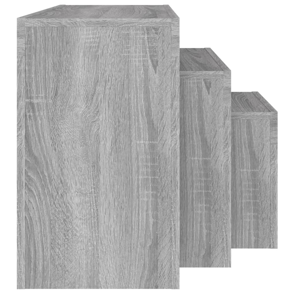 vidaXL Tables Basses Gigognes 3 pcs Tables d'Appoint Bouts de Canapé Meubles de Salon Salle de Séjour Intérieur Sonoma Gris Bois d'Ingénierie