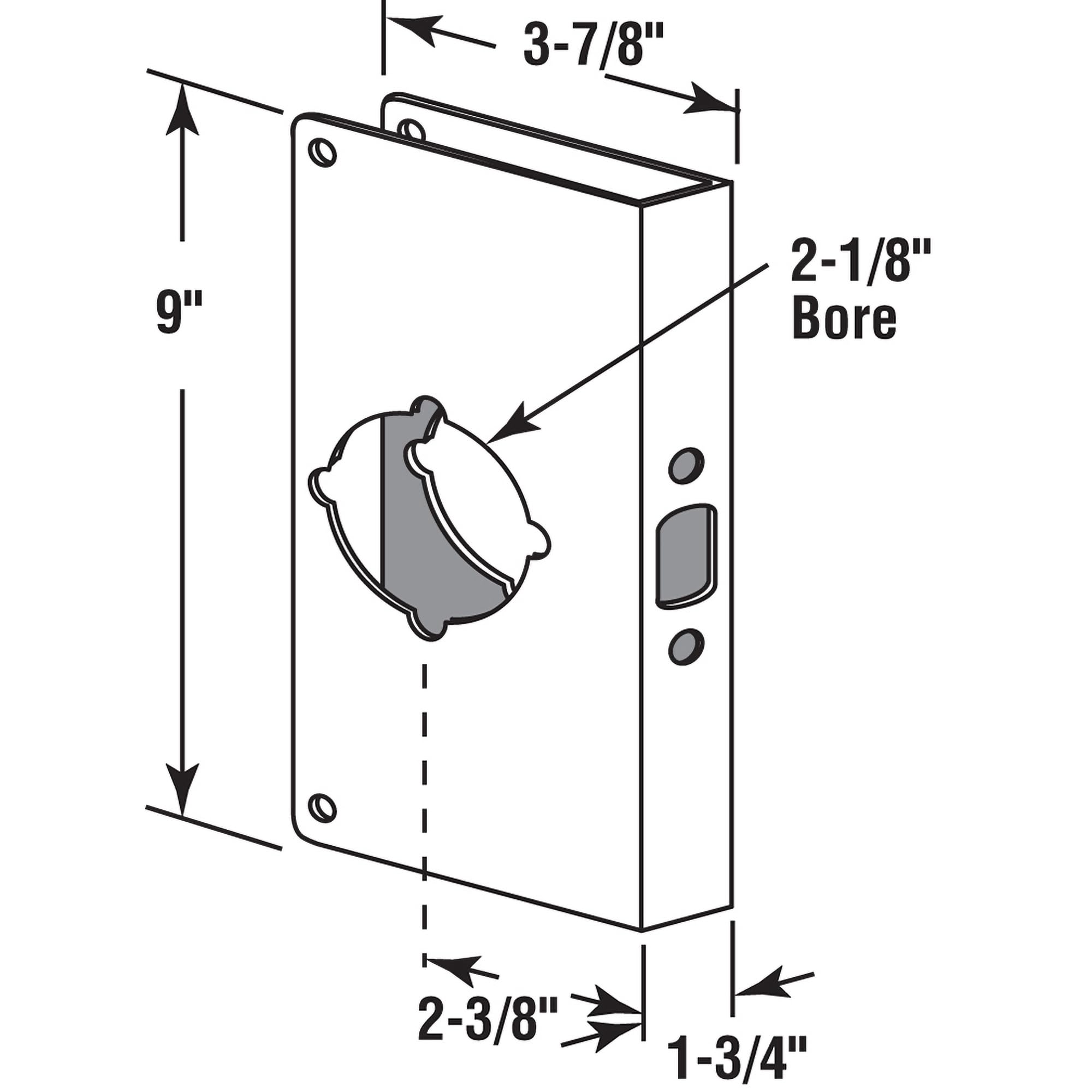 Prime-line Products U 9548 1–3/10,2 cm d'épaisseur par 2–3/20,3 cm Distance au canon 2–1/20,3 cm Alésage saillie ou encastré Porte rêne Forcer, Laiton