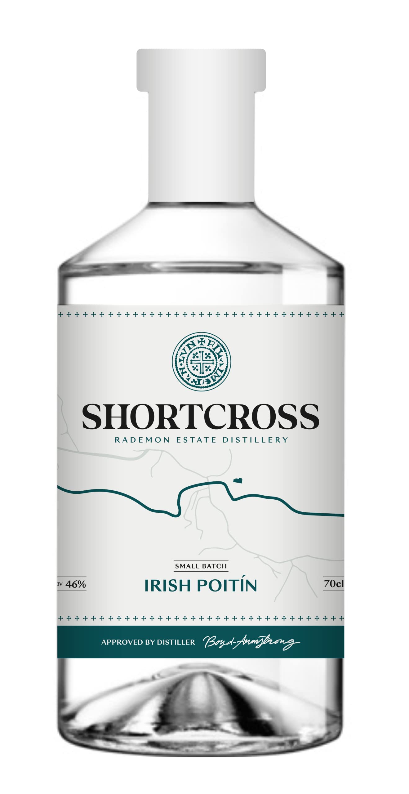 Shortcross Irish Poitín I Notes of Apples & Pears I Distilled in Co.Down I Enjoy over ice with a Ginger Beer I Award Winning I 70cl : 46% abv I Poteen