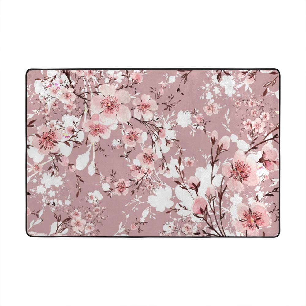 Tapis aquarelle fleurs roses résout le problème des sols froids en velours corail