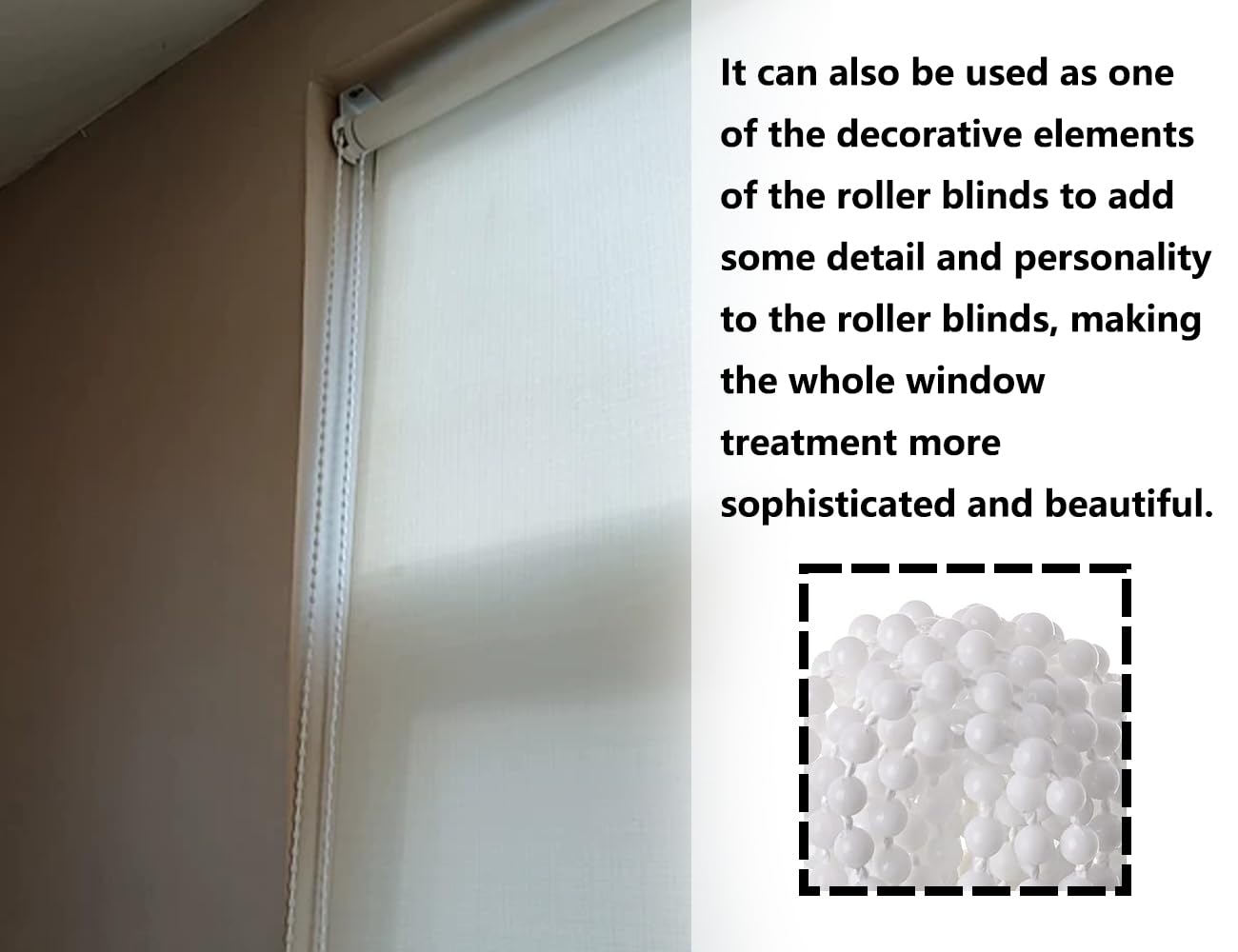 Catena A Rullo Per Tende | 10 Metri Con 20 Connettori | Perline Bianche In POM | Per Tapparelle E Persiane - Foto 8