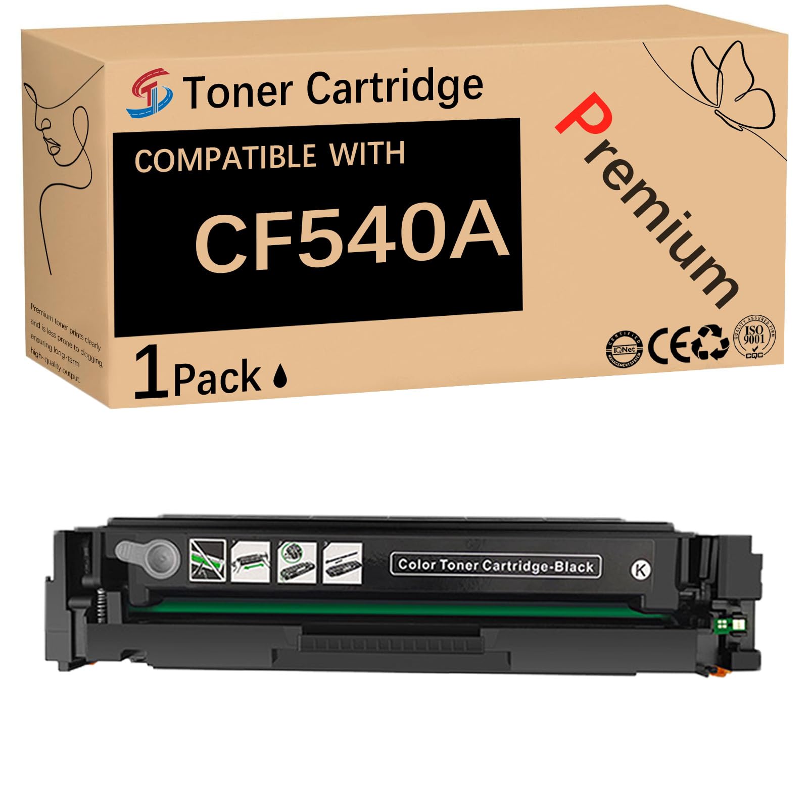 203A High Yield Toner Cartridges Replace for HP CF540A CF541A CF543A CF542A Toner Cartridge Compatible for HP Color Laserjet Pro M252dw M252dn M252n MFP M277n Printers Black