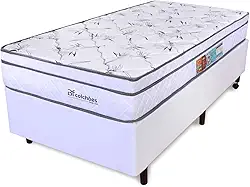 Cama Box Solteirão - Colchão Molas Ensacadas Com Pillow Top E Box Corano Wave 97x203x58cm - BF Colchões
