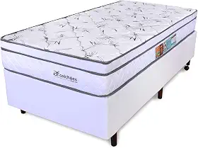 Cama Box Solteirão - Colchão Molas Ensacadas Com Pillow Top E Box Corano Wave 97x203x58cm - BF Colchões