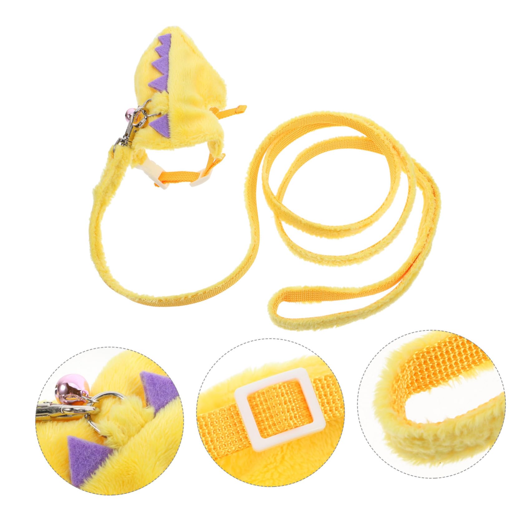 ERINGOGO Laisse pour Petit Animal de Compagnie Harnais en Peluche Courte, Matériau Non Tissé Robuste, pour Promenade en Extérieur et Dressage, Design Dinosaure Adorable