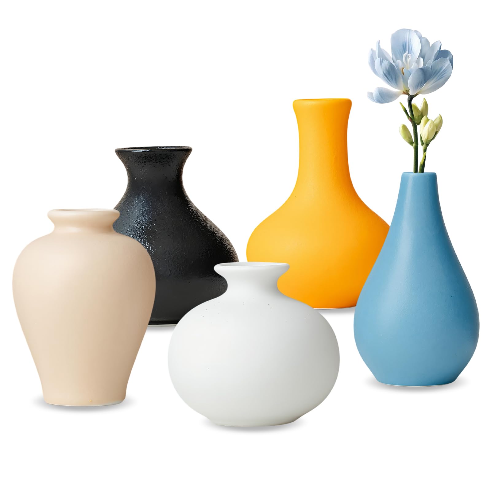 Vase ceramique lot de 5 petits vases colorés idée cadeau originale pour pendaison de crémaillère