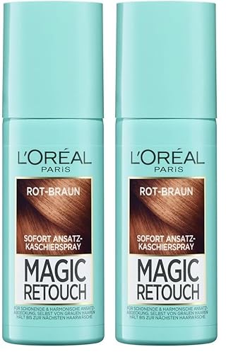 L'Oréal Paris Ansatz-Kaschierspray für stufenlose und natürliche Übergänge, Kaschiert Ansätze bis zur nächsten Haarwäsche, Magic Retouch, Rotbraun, 1 x 75 ml (Packung mit 2)
